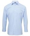 PR220 Mens Long Sleeve Gingham Microcheck Shirt Light Blue / White colour image